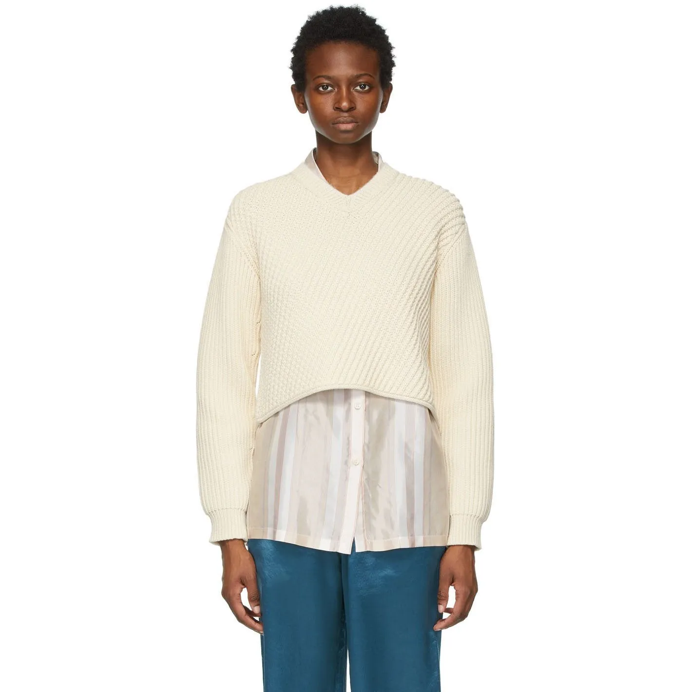Acne Studios Off-White Cropped Sweater