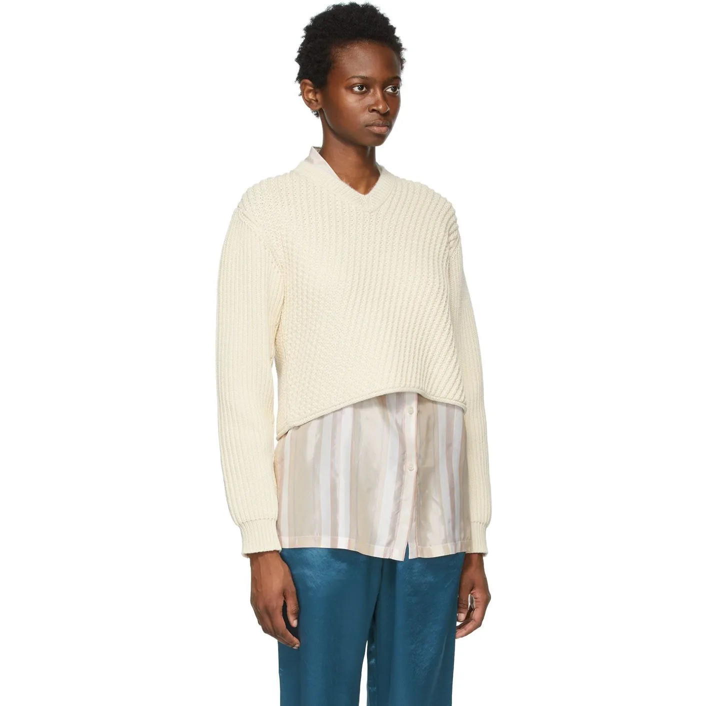 Acne Studios Off-White Cropped Sweater