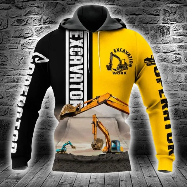 Aidase Winter Fall Hooded Sweatshirt Husband Tracksuit CATERPILLAR Excavator 3D Print Graphic Men's Hoodies Women Men Clothes