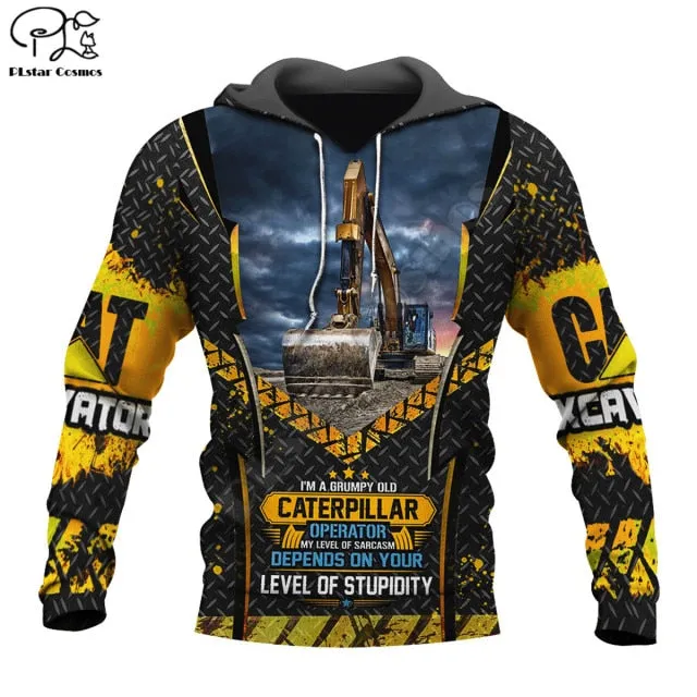 Aidase Winter Fall Hooded Sweatshirt Husband Tracksuit CATERPILLAR Excavator 3D Print Graphic Men's Hoodies Women Men Clothes