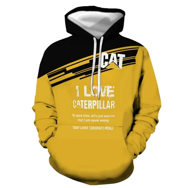 Aidase Winter Fall Hooded Sweatshirt Husband Tracksuit CATERPILLAR Excavator 3D Print Graphic Men's Hoodies Women Men Clothes