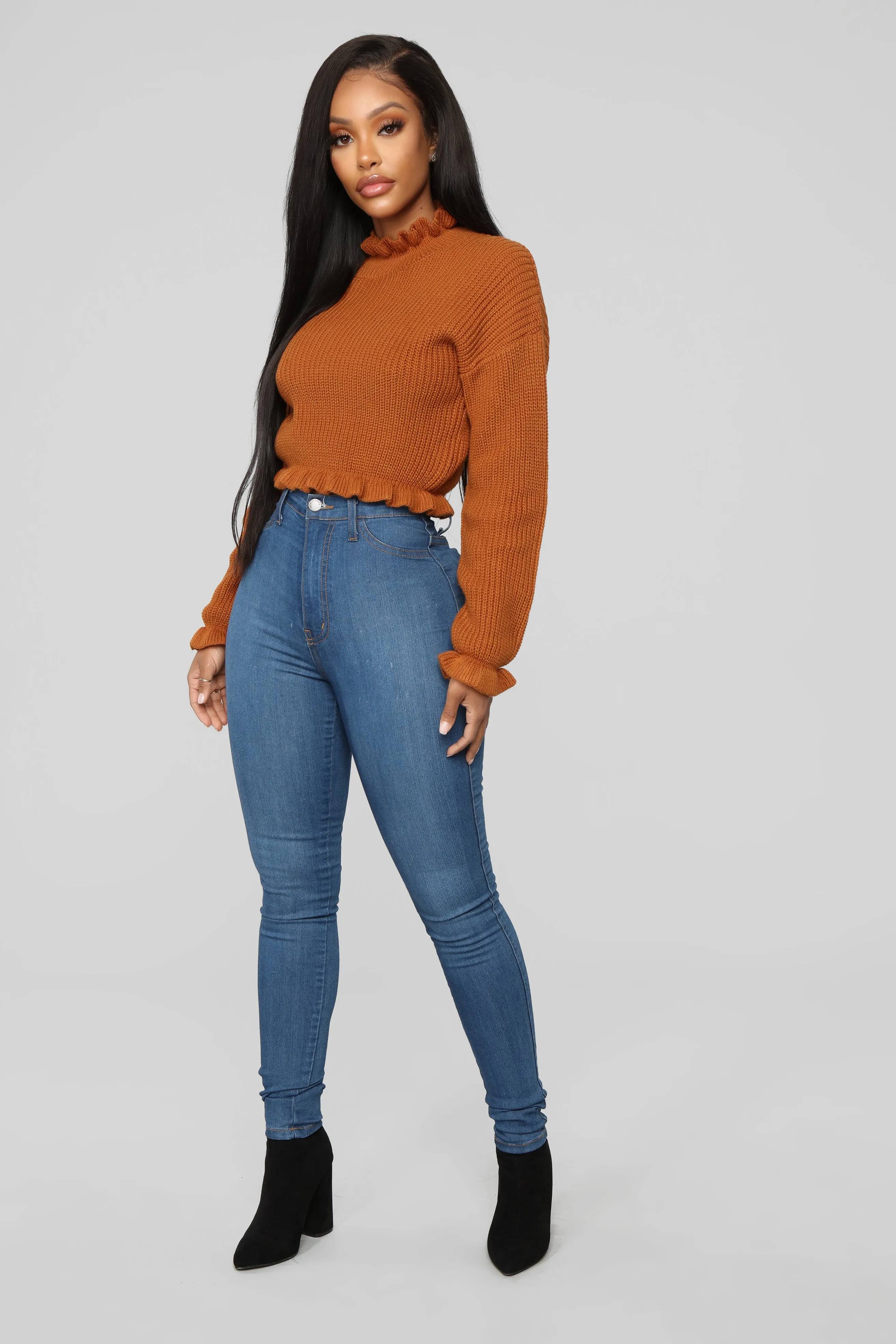 All To Myself Cropped Sweater - Mocha