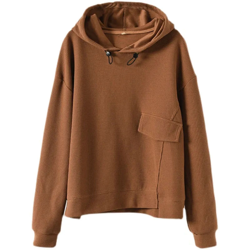 Cotton Hooded Fleece, Loose Hoodies for Women, Long Sleeve Pullover Hoodie