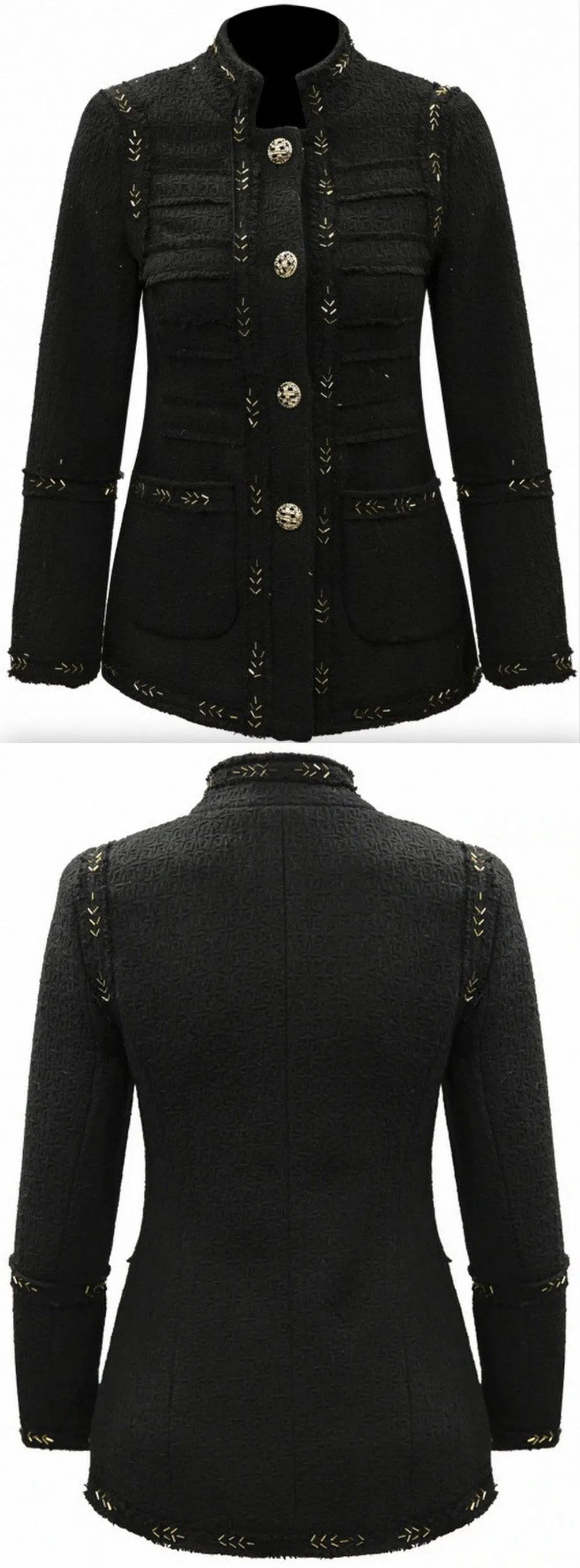 Embellished Single-Breasted Jacket - Black or White