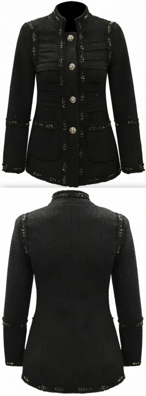 Embellished Single-Breasted Jacket - Black or White