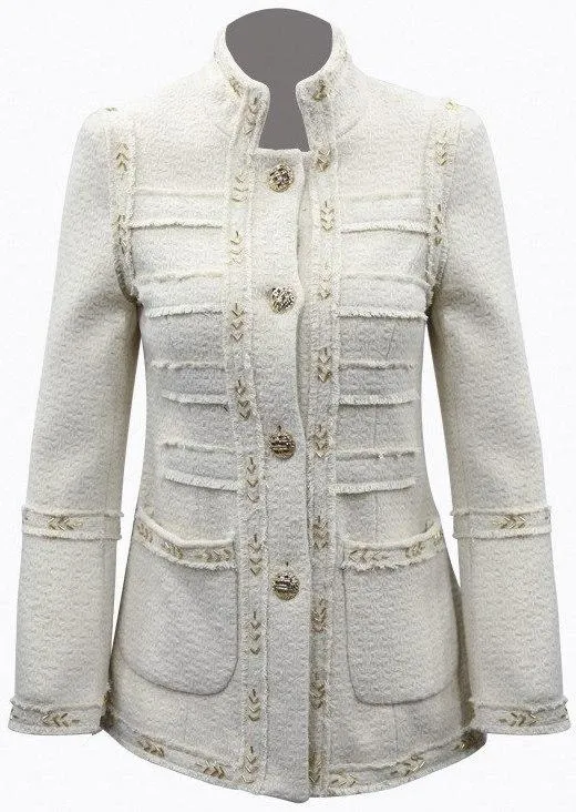 Embellished Single-Breasted Jacket - Black or White
