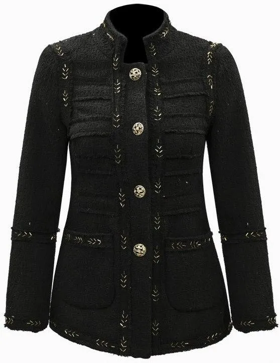 Embellished Single-Breasted Jacket - Black or White