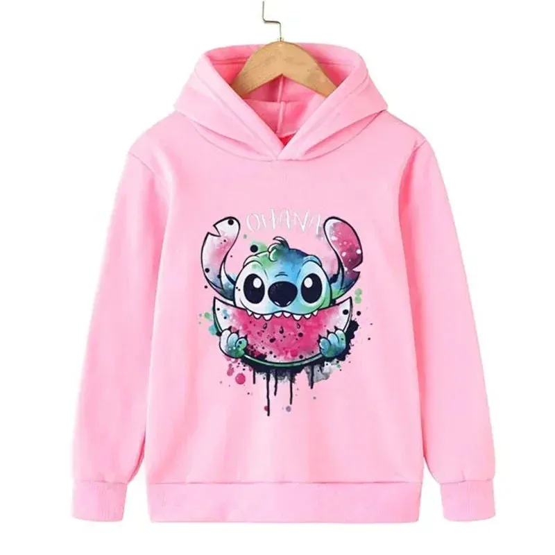 Kawaii Lilo Stitch Hoodie Kids Clothes Girls Clothing Fashion Baby Boys Clothes Autumn Warm Stitch Sweatshirt Children Tops