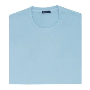 Light blu garment dyed cotton T-shirt with Finamore 1925 logo