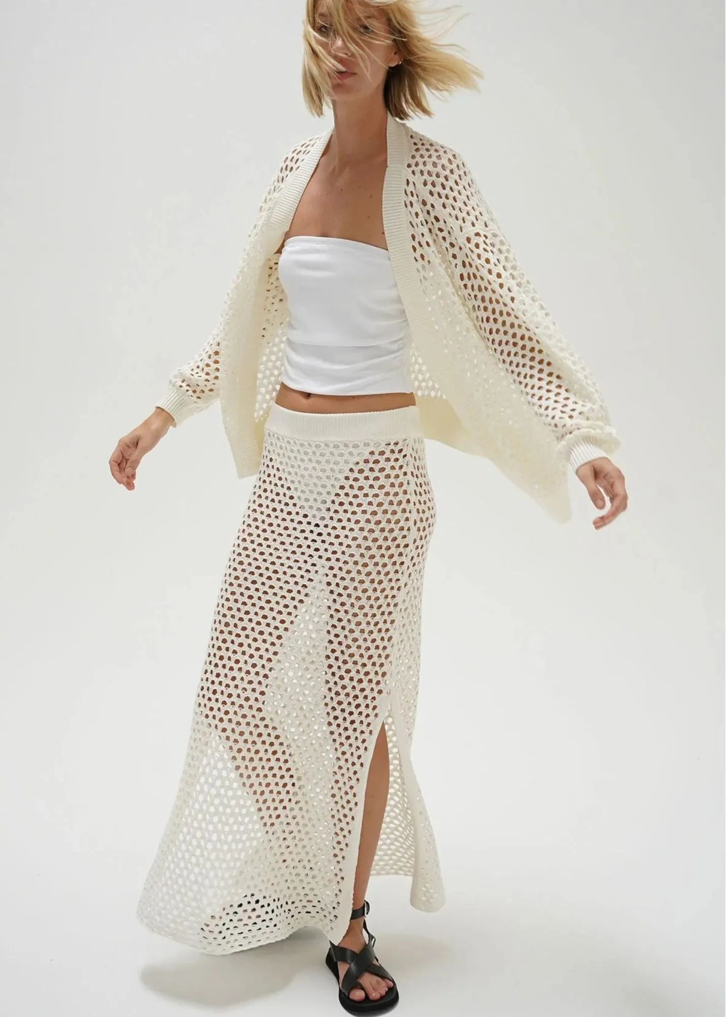 LNA Frankie Open Knit Cardigan