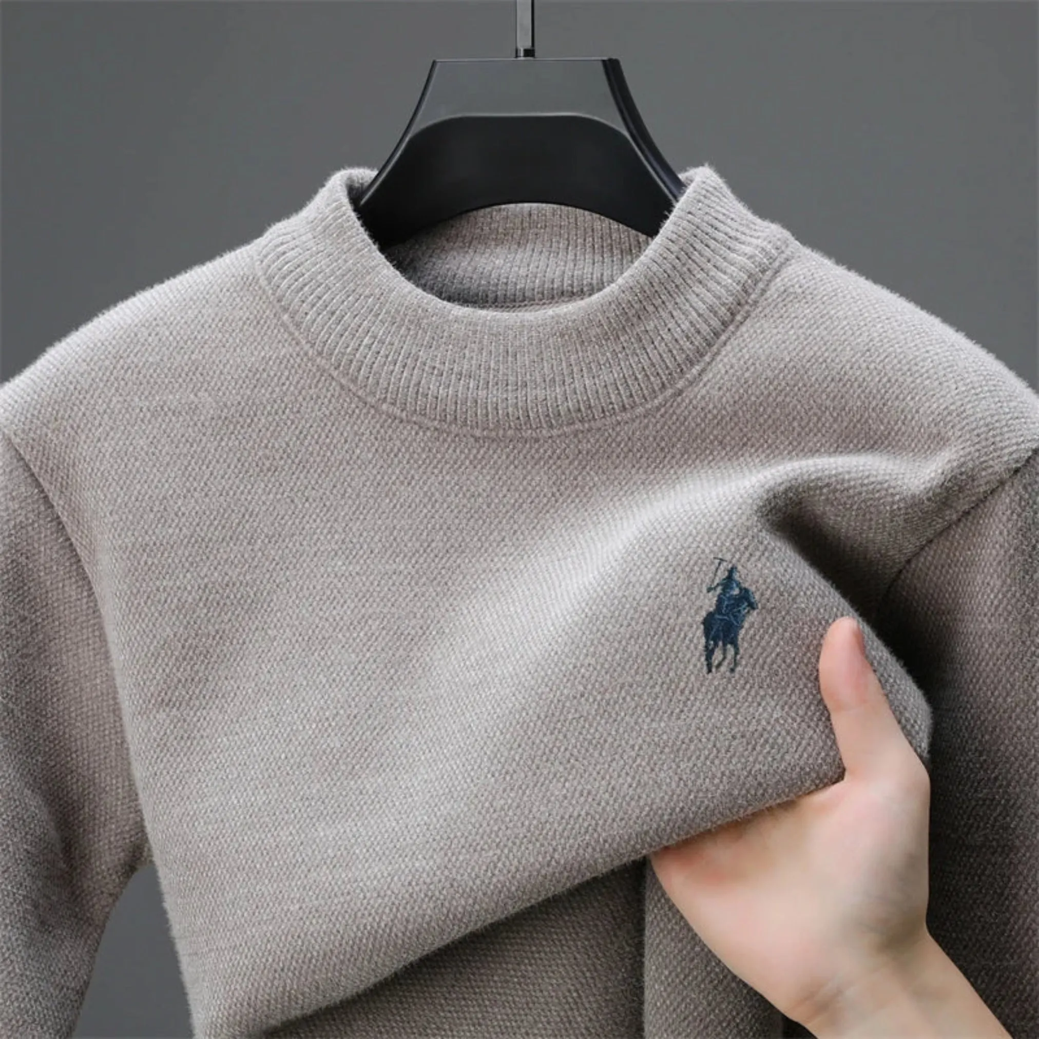Luxe Embroidered Knitwear - Luxury brand sweater men's fashion Paul high-end embroidery casual round neck winter new plush thick warm knit pullover sweater