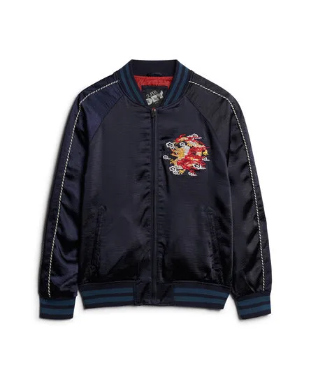 Sukajan Embroidered Bomber Jacket - Darkest Navy